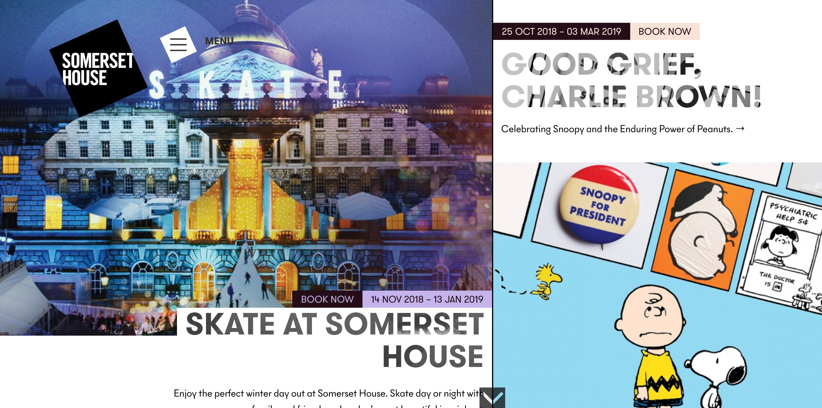 Screenshots of Somerset House&#039;s website