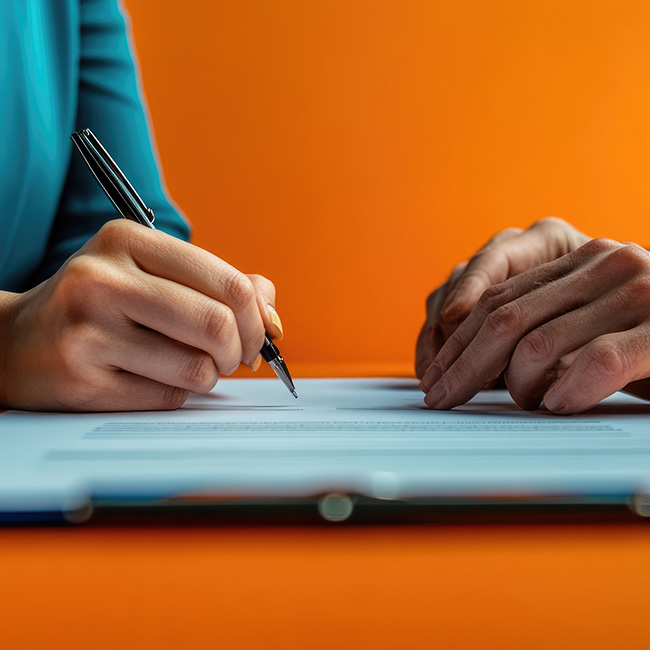 Person signing contract