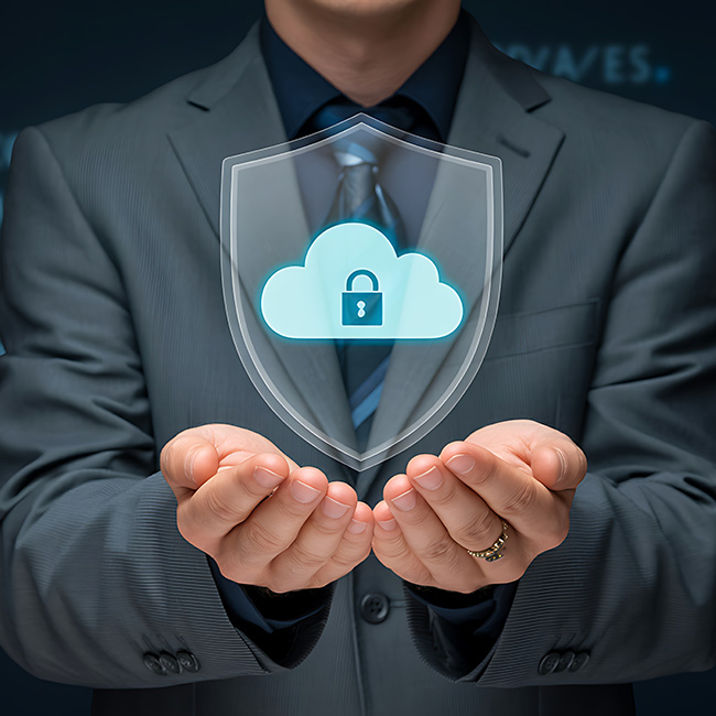 Person holding a hosting cloud